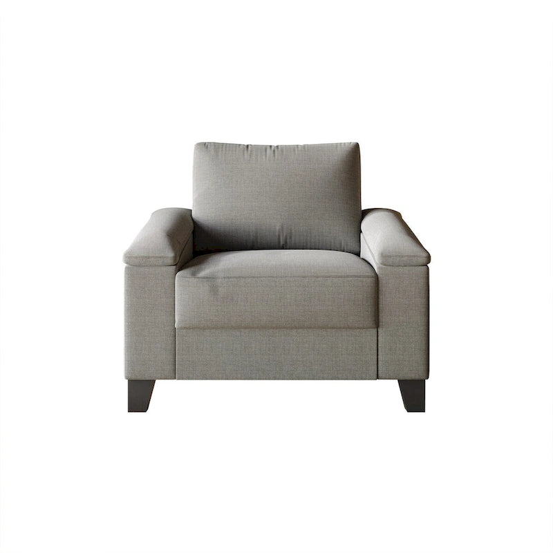 Set divano 3 pezzi rivestito in lino – Poltrona, Divanetto a 2 posti e Divano (Blu / Azzurro / Beige / Grigio / Beige Scuro)