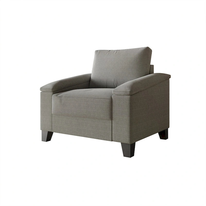 Set divano 3 pezzi rivestito in lino – Poltrona, Divanetto a 2 posti e Divano (Blu / Azzurro / Beige / Grigio / Beige Scuro)