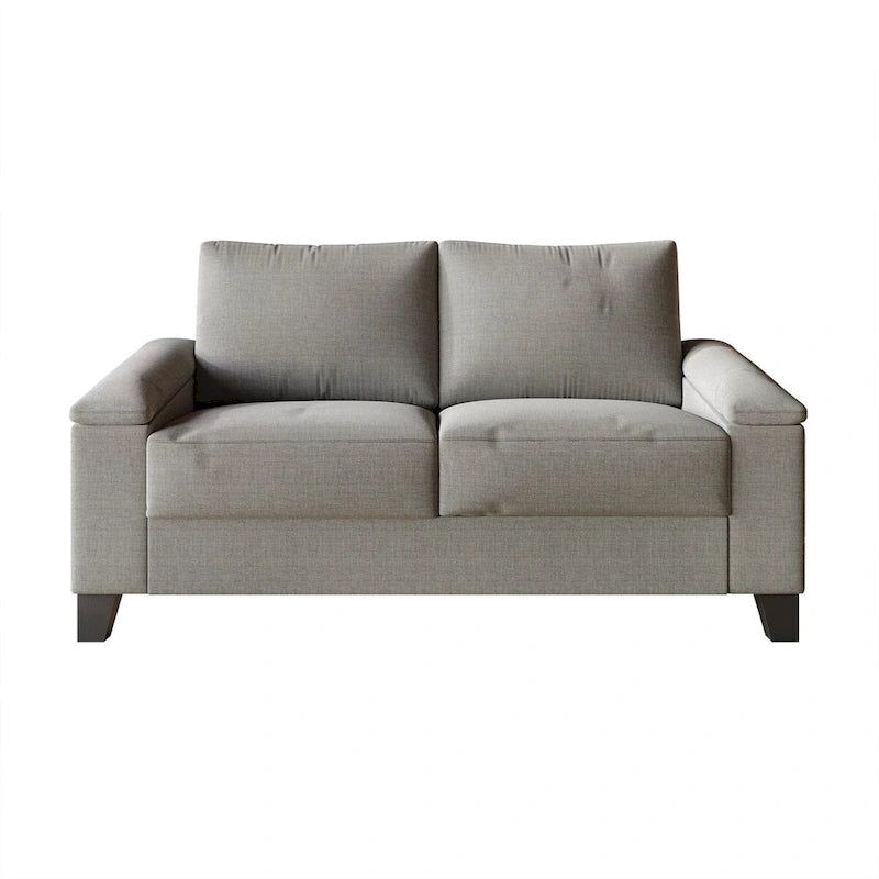 Set divano 3 pezzi rivestito in lino – Poltrona, Divanetto a 2 posti e Divano (Blu / Azzurro / Beige / Grigio / Beige Scuro)
