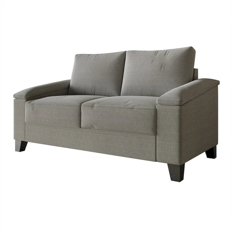 Set divano 3 pezzi rivestito in lino – Poltrona, Divanetto a 2 posti e Divano (Blu / Azzurro / Beige / Grigio / Beige Scuro)