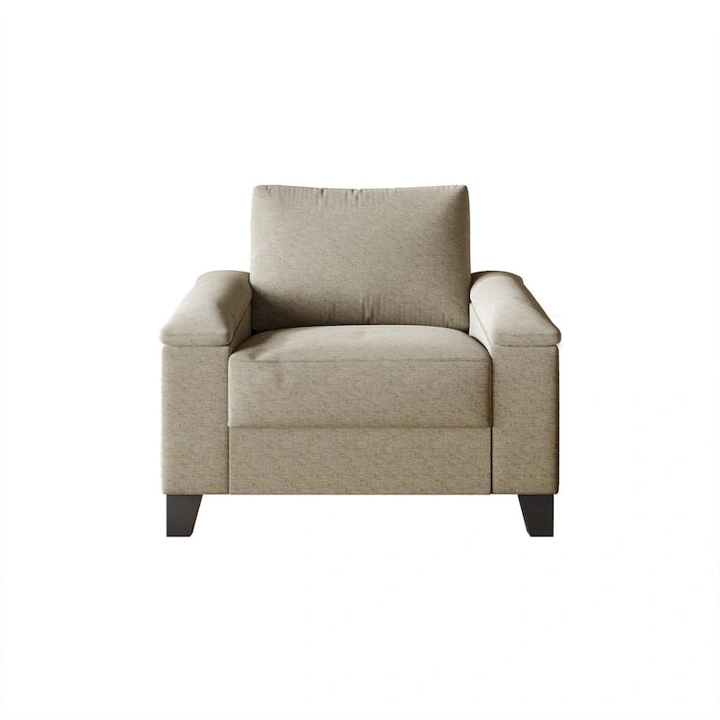 Set divano 3 pezzi rivestito in lino – Poltrona, Divanetto a 2 posti e Divano (Blu / Azzurro / Beige / Grigio / Beige Scuro)