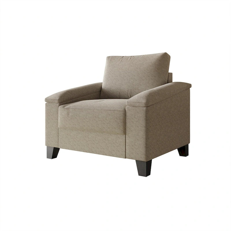 Set divano 3 pezzi rivestito in lino – Poltrona, Divanetto a 2 posti e Divano (Blu / Azzurro / Beige / Grigio / Beige Scuro)