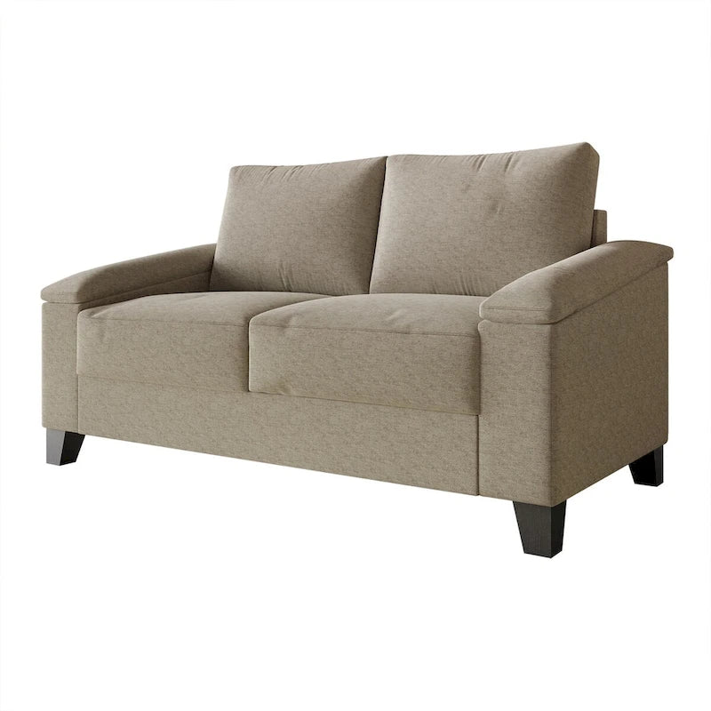 Set divano 3 pezzi rivestito in lino – Poltrona, Divanetto a 2 posti e Divano (Blu / Azzurro / Beige / Grigio / Beige Scuro)