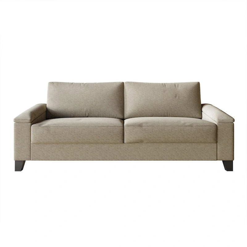 Set divano 3 pezzi rivestito in lino – Poltrona, Divanetto a 2 posti e Divano (Blu / Azzurro / Beige / Grigio / Beige Scuro)
