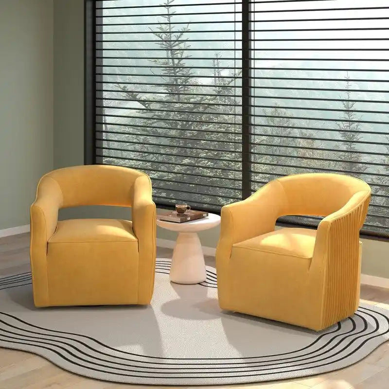 Poltrona girevole a 360° in velluto con schienale aperto, vari colori, set da 2