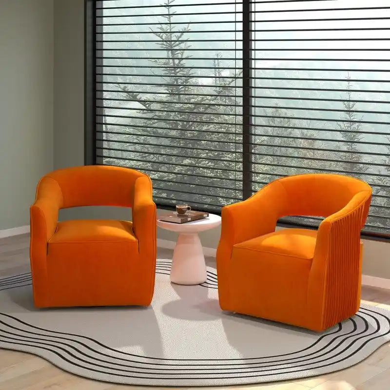 Poltrona girevole a 360° in velluto con schienale aperto, vari colori, set da 2