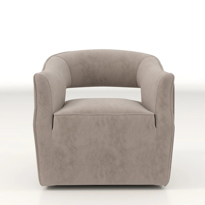Poltrona girevole a 360° in velluto con schienale aperto, vari colori, set da 2
