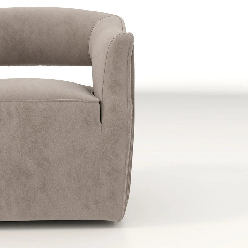 Poltrona girevole a 360° in velluto con schienale aperto, vari colori, set da 2