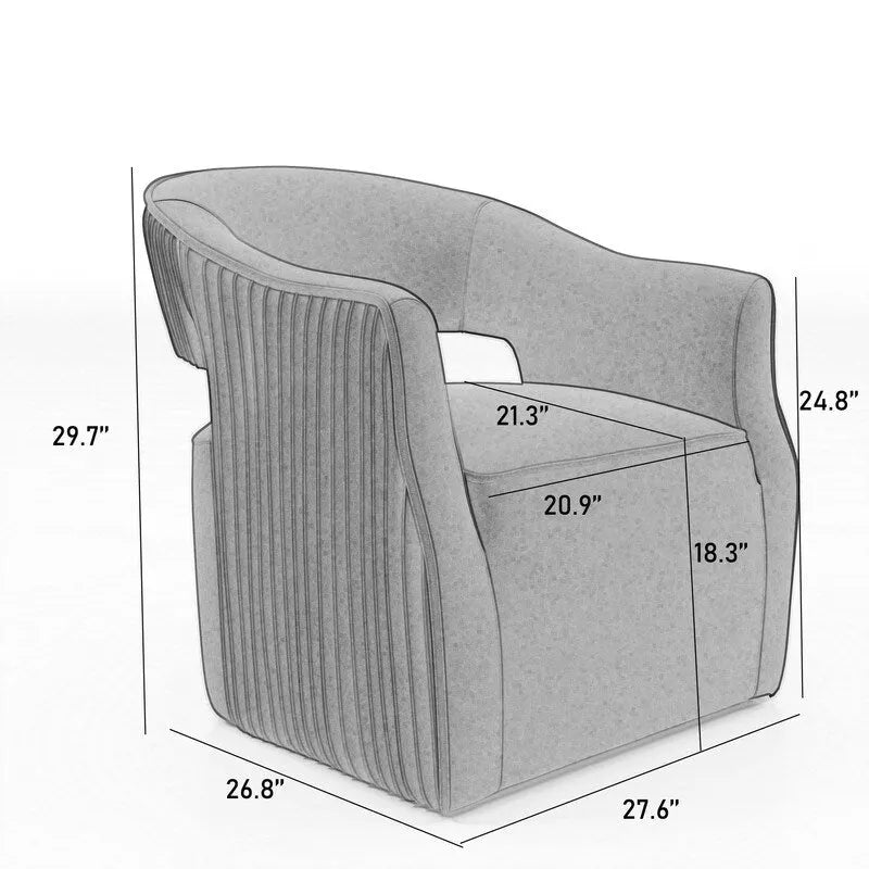 Poltrona girevole a 360° in velluto con schienale aperto, vari colori, set da 2