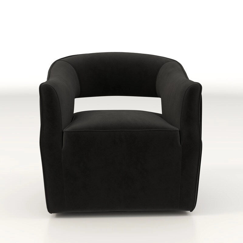 Poltrona girevole a 360° in velluto con schienale aperto, vari colori, set da 2