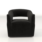 Poltrona girevole a 360° in velluto con schienale aperto, vari colori, set da 2