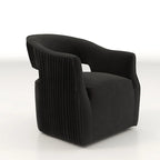 Poltrona girevole a 360° in velluto con schienale aperto, vari colori, set da 2