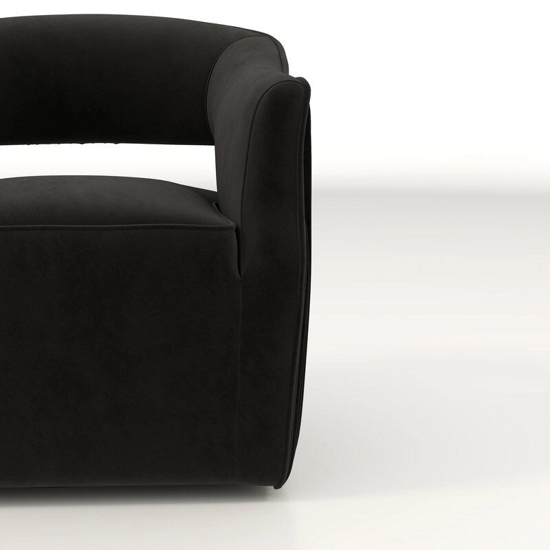 Poltrona girevole a 360° in velluto con schienale aperto, vari colori, set da 2