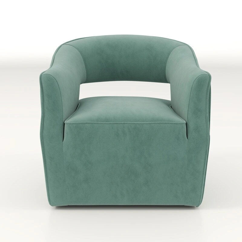 Poltrona girevole a 360° in velluto con schienale aperto, vari colori, set da 2