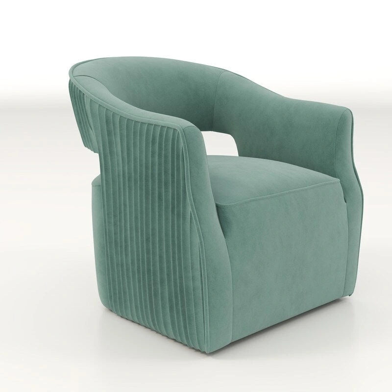 Poltrona girevole a 360° in velluto con schienale aperto, vari colori, set da 2