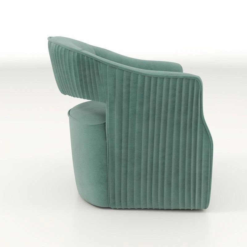 Poltrona girevole a 360° in velluto con schienale aperto, vari colori, set da 2