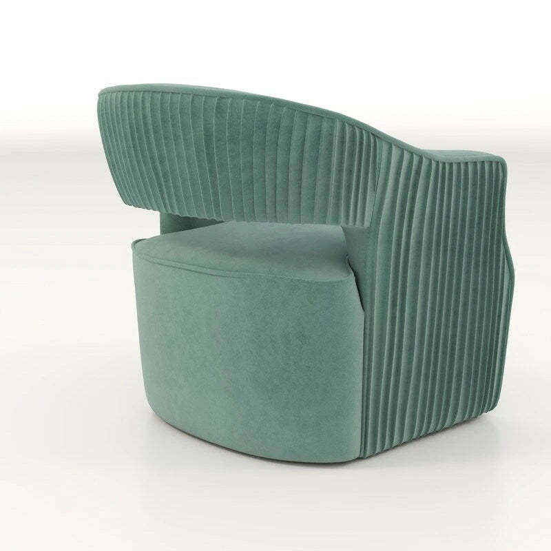 Poltrona girevole a 360° in velluto con schienale aperto, vari colori, set da 2