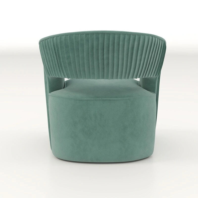 Poltrona girevole a 360° in velluto con schienale aperto, vari colori, set da 2