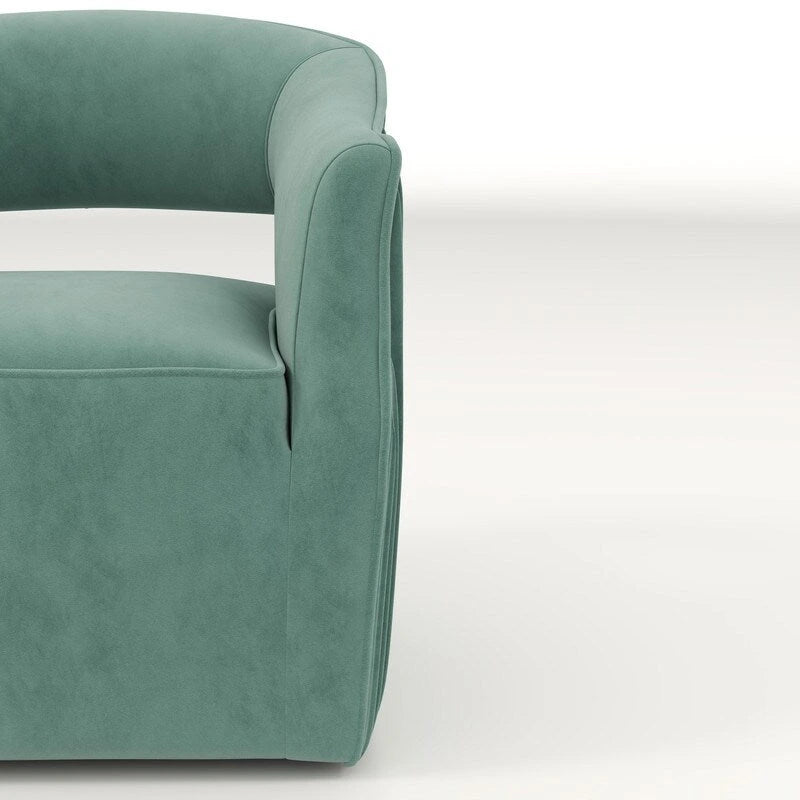 Poltrona girevole a 360° in velluto con schienale aperto, vari colori, set da 2