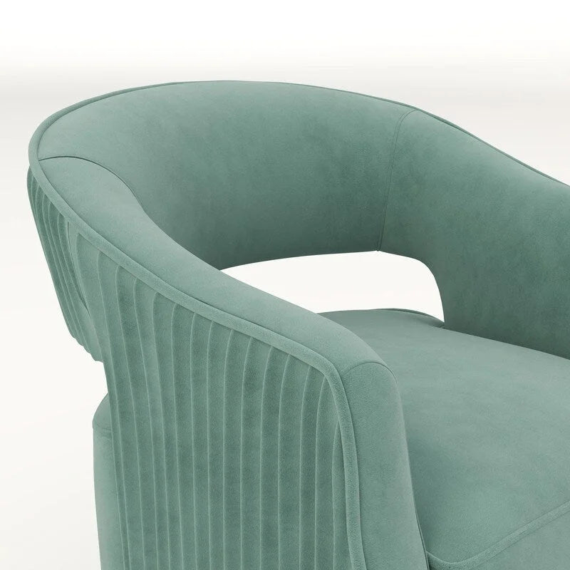 Poltrona girevole a 360° in velluto con schienale aperto, vari colori, set da 2