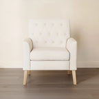 Poltrona d'accento in lino, trapuntata a bottoni, beige/grigia/verde, singola/doppia, stile metà secolo