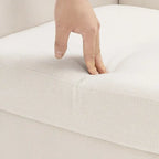 Poltrona d'accento in lino, trapuntata a bottoni, beige/grigia/verde, singola/doppia, stile metà secolo