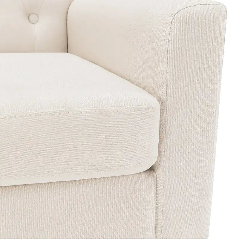 Poltrona d'accento in lino, trapuntata a bottoni, beige/grigia/verde, singola/doppia, stile metà secolo