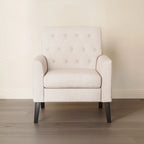 Poltrona d'accento in lino, trapuntata a bottoni, beige/grigia/verde, singola/doppia, stile metà secolo