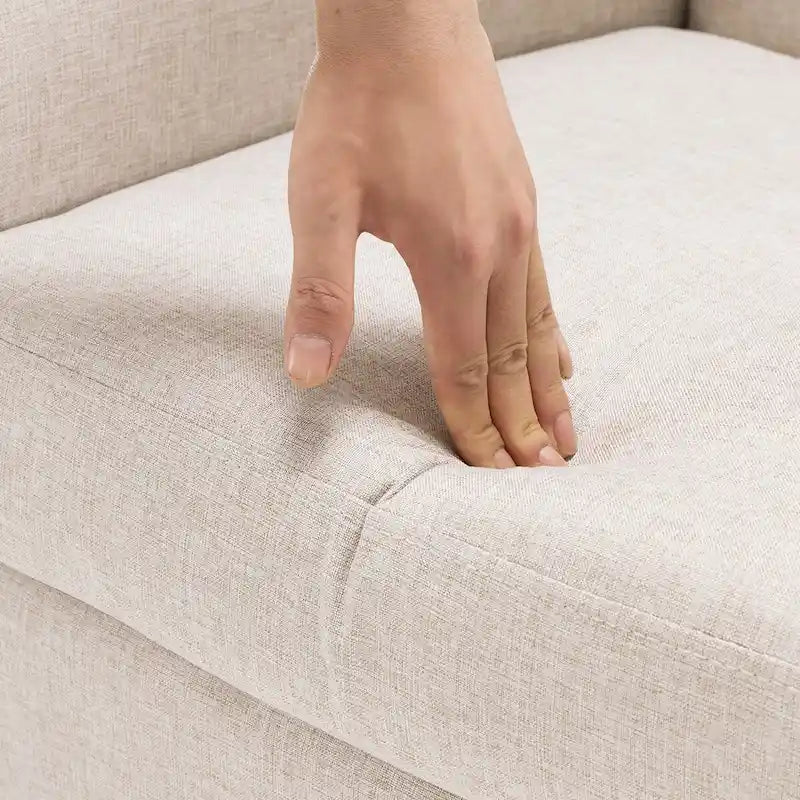 Poltrona d'accento in lino, trapuntata a bottoni, beige/grigia/verde, singola/doppia, stile metà secolo