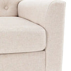 Poltrona d'accento in lino, trapuntata a bottoni, beige/grigia/verde, singola/doppia, stile metà secolo