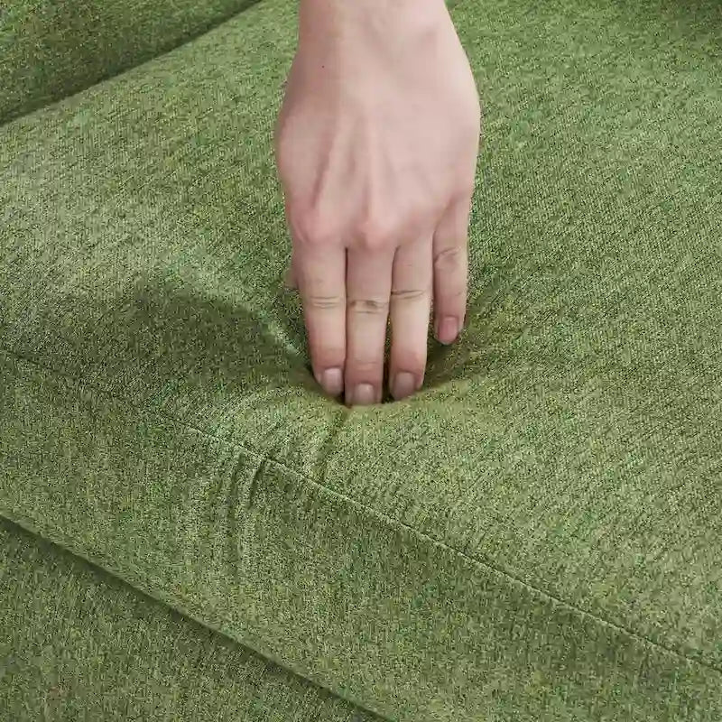 Poltrona d'accento in lino, trapuntata a bottoni, beige/grigia/verde, singola/doppia, stile metà secolo