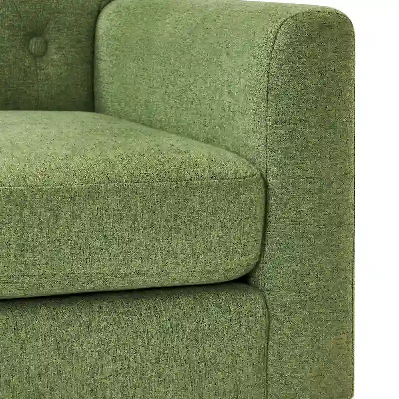 Poltrona d'accento in lino, trapuntata a bottoni, beige/grigia/verde, singola/doppia, stile metà secolo
