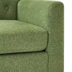 Poltrona d'accento in lino, trapuntata a bottoni, beige/grigia/verde, singola/doppia, stile metà secolo