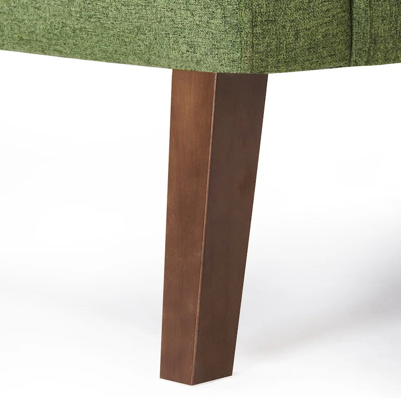 Poltrona d'accento in lino, trapuntata a bottoni, beige/grigia/verde, singola/doppia, stile metà secolo