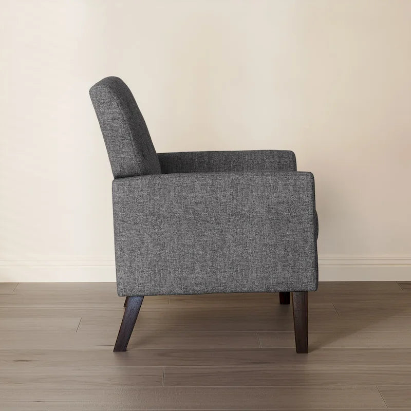 Poltrona d'accento in lino, trapuntata a bottoni, beige/grigia/verde, singola/doppia, stile metà secolo