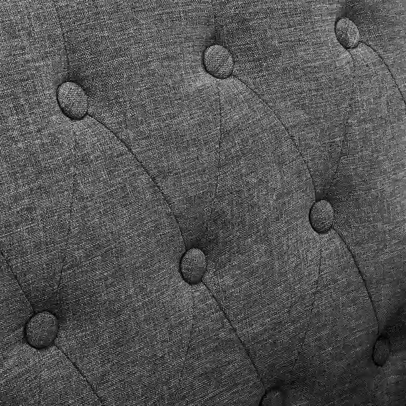 Poltrona d'accento in lino, trapuntata a bottoni, beige/grigia/verde, singola/doppia, stile metà secolo