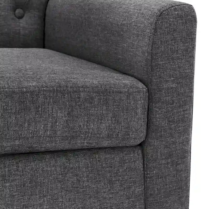 Poltrona d'accento in lino, trapuntata a bottoni, beige/grigia/verde, singola/doppia, stile metà secolo
