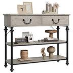 Consolle stretta Marrone/Grigio con cassetti e ripiani, Stile Vintage