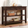Tavolo console rustico a 2 cassetti, color espresso / marrone / blu marino / bianco antico, montaggio da 1 persona