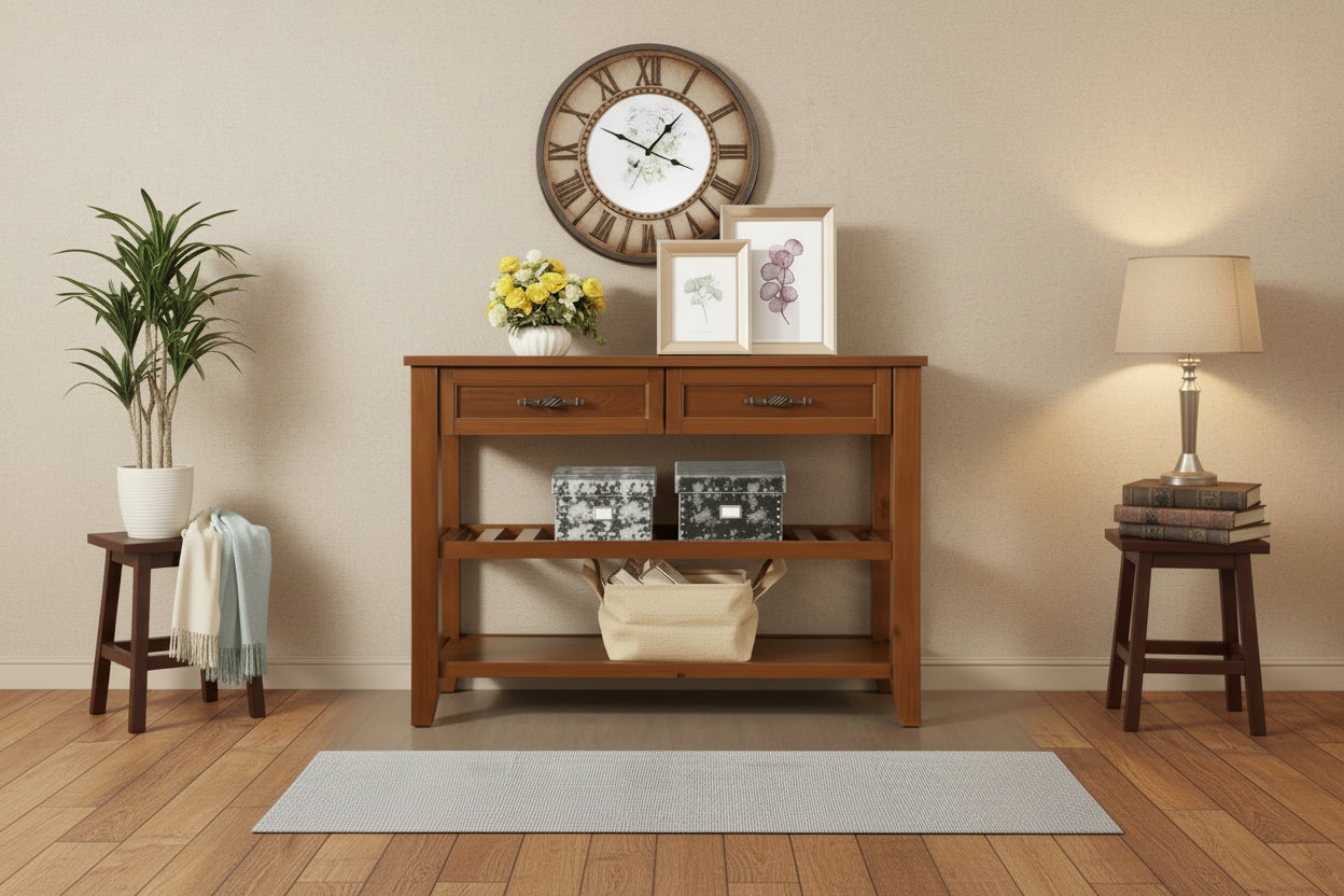 42  Console Sofa Table with Drawers and Tiers Shelves