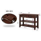 Tavolo console rustico a 2 cassetti, color espresso / marrone / blu marino / bianco antico, montaggio da 1 persona