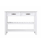 Tavolo console rustico a 2 cassetti, color espresso / marrone / blu marino / bianco antico, montaggio da 1 persona