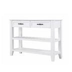 Tavolo console rustico a 2 cassetti, color espresso / marrone / blu marino / bianco antico, montaggio da 1 persona