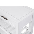 Tavolo console rustico a 2 cassetti, color espresso / marrone / blu marino / bianco antico, montaggio da 1 persona