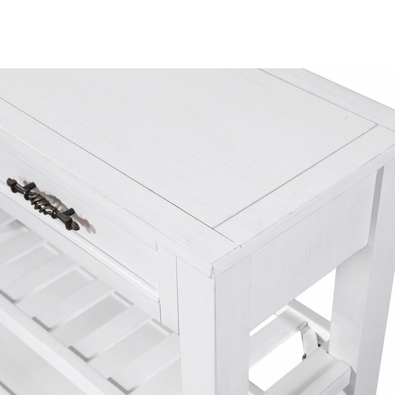 Tavolo console rustico a 2 cassetti, color espresso / marrone / blu marino / bianco antico, montaggio da 1 persona