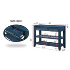 Tavolo console rustico a 2 cassetti, color espresso / marrone / blu marino / bianco antico, montaggio da 1 persona