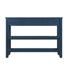 Tavolo console rustico a 2 cassetti, color espresso / marrone / blu marino / bianco antico, montaggio da 1 persona