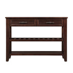 Tavolo console rustico a 2 cassetti, color espresso / marrone / blu marino / bianco antico, montaggio da 1 persona
