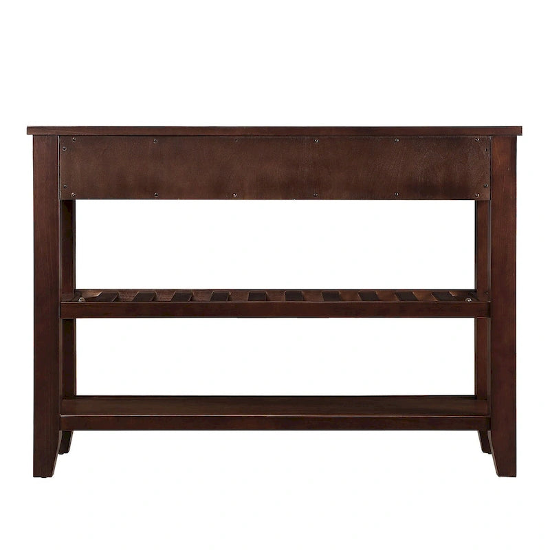 Tavolo console rustico a 2 cassetti, color espresso / marrone / blu marino / bianco antico, montaggio da 1 persona