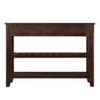 Tavolo console rustico a 2 cassetti, color espresso / marrone / blu marino / bianco antico, montaggio da 1 persona